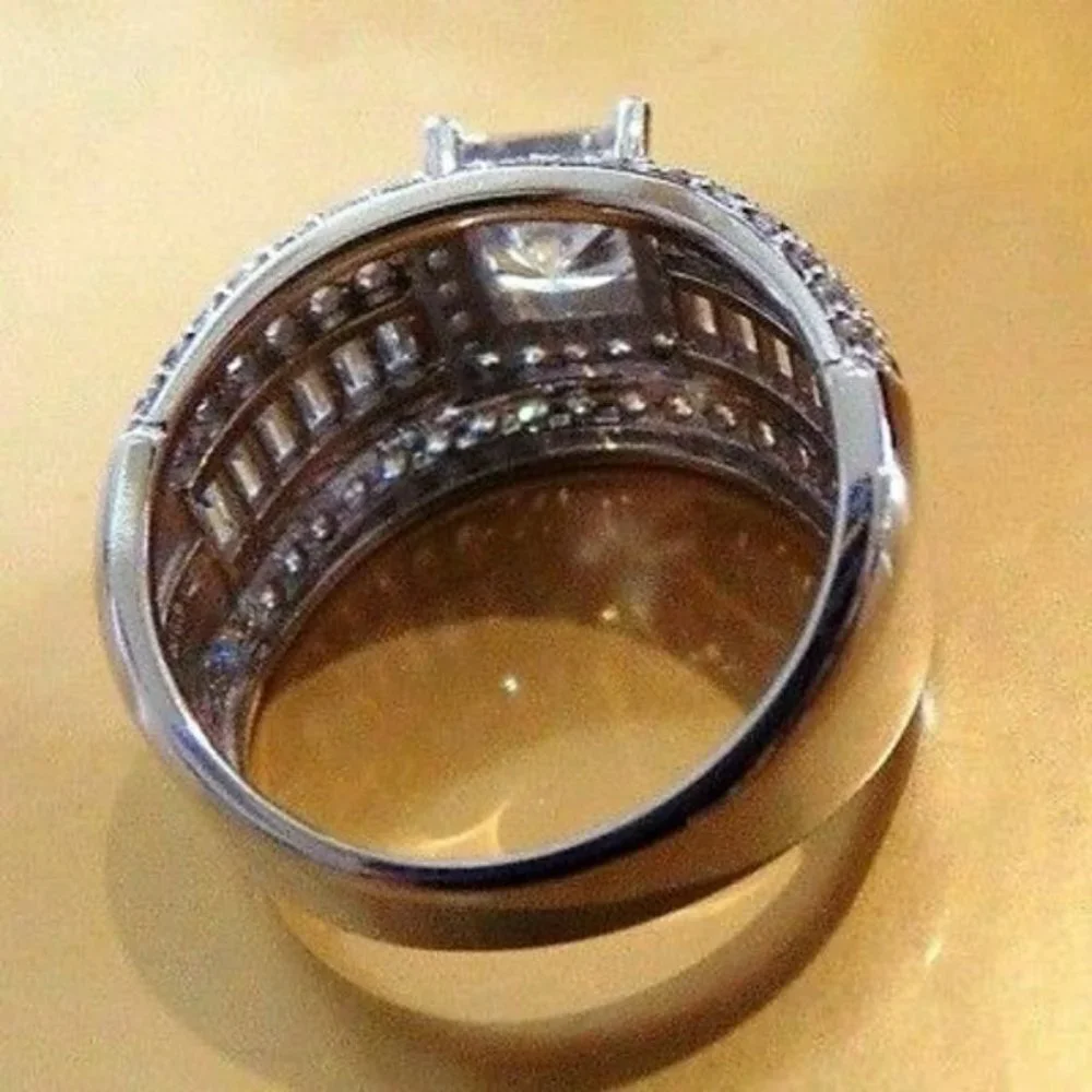 Large 11mm New Solid 14k white gold or yellow Gold Engagement Ring size 7